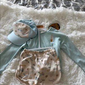 Kids Surf-Themed Outfit Set - Blue and Cream